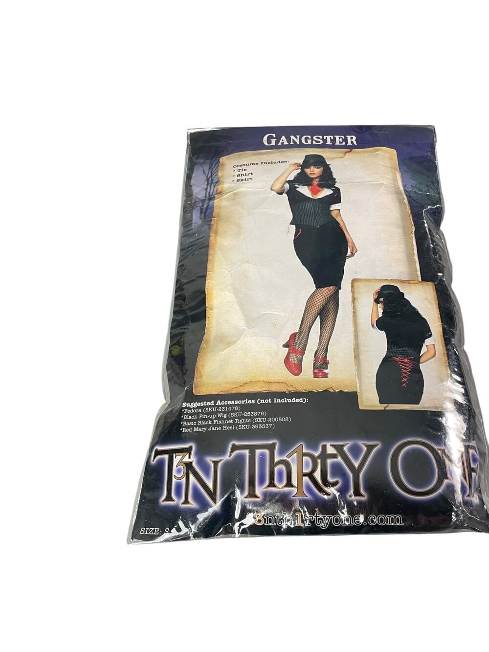 Hot Topic Women’s Halloween Gangster Size Small Costume 2 Pieces: Shirt & Skirt